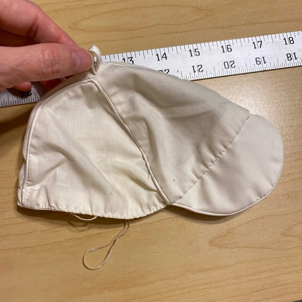 70s Newborn Baby Cap With Satin Trim Ivory Vintage 1977